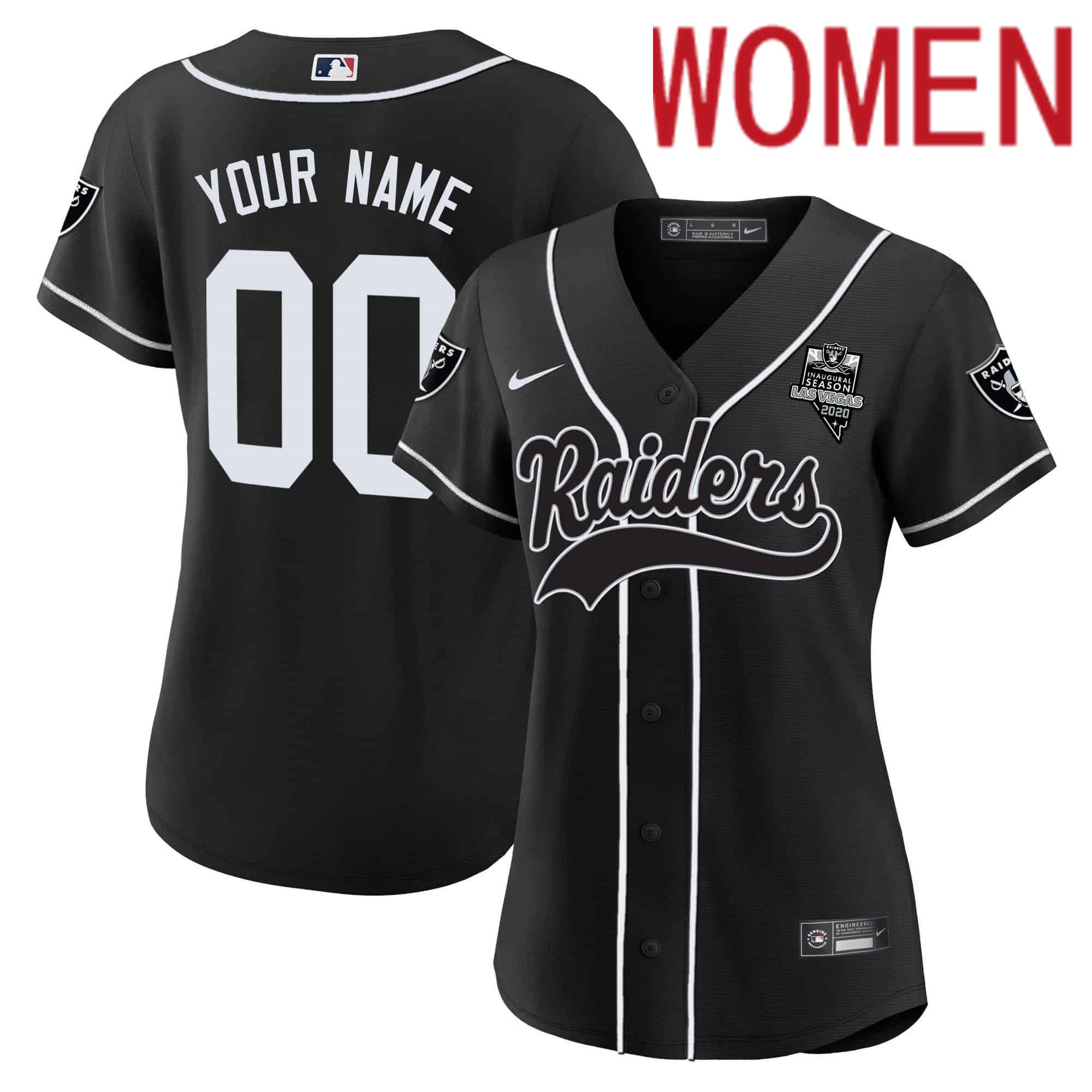 Women Oakland Raiders Black 2024 Nike Vapor Baseball Custom NFL Jersey
